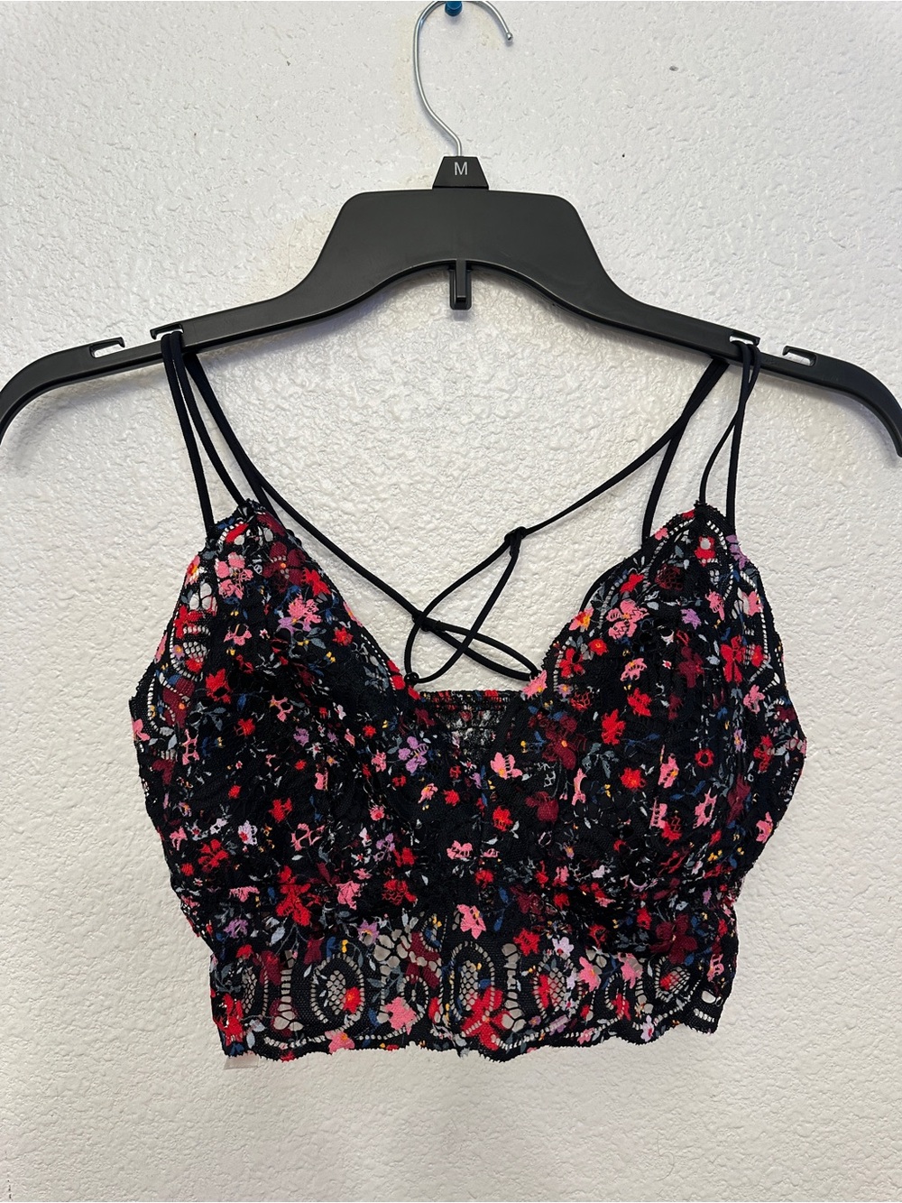 Black Floral Lace Bralette Top